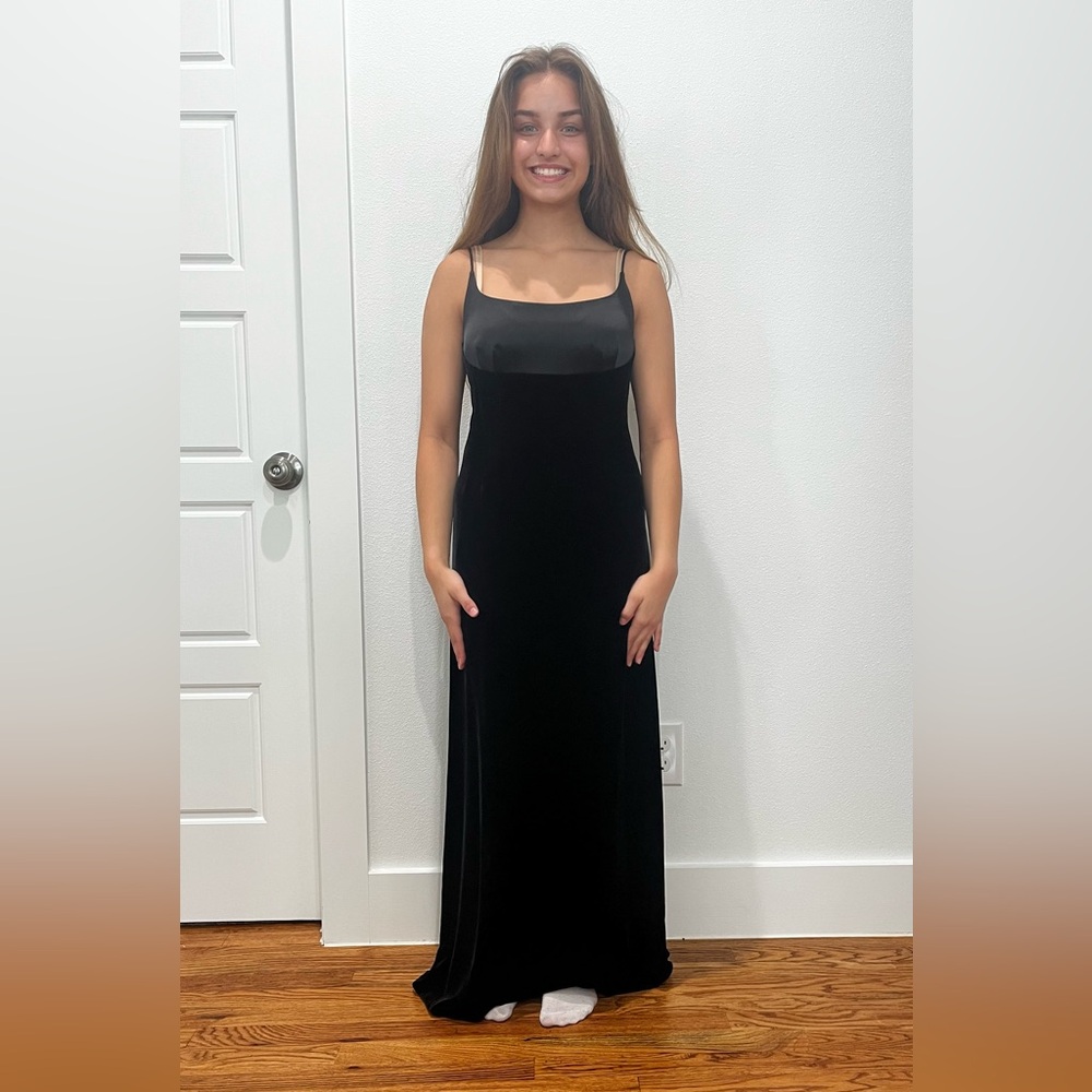 Black Evening Gown - Velvet & Satin